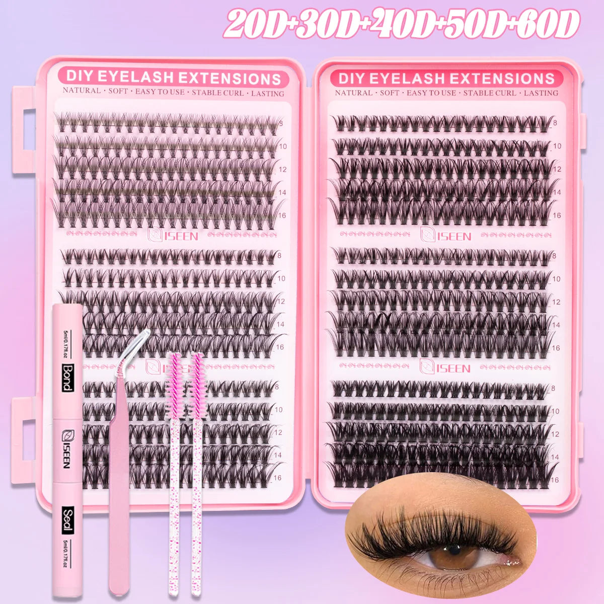 DIY D-Curl Cluster Lash Kit – Bond, Seal & Tweezers