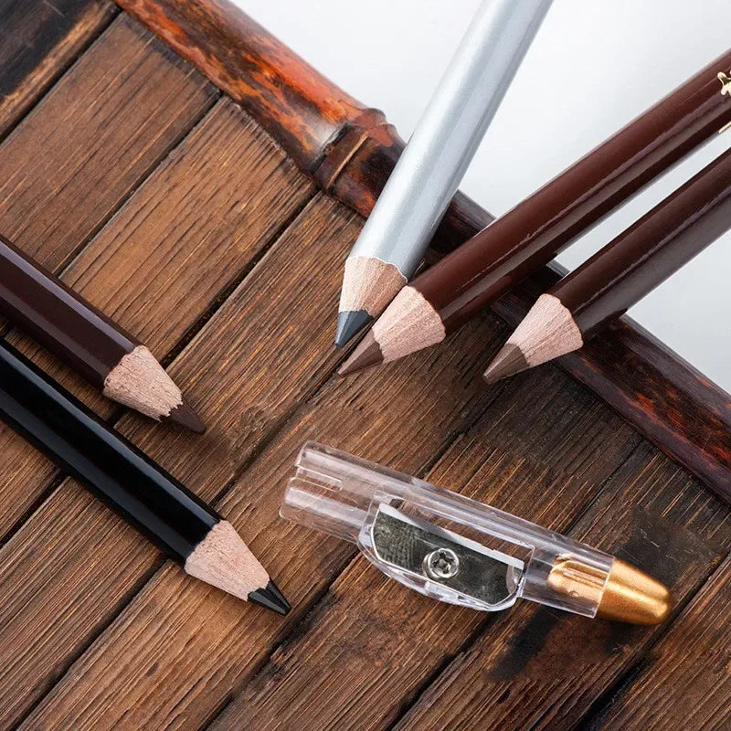 Wooden Brow Pencil with Built-In Sharpener