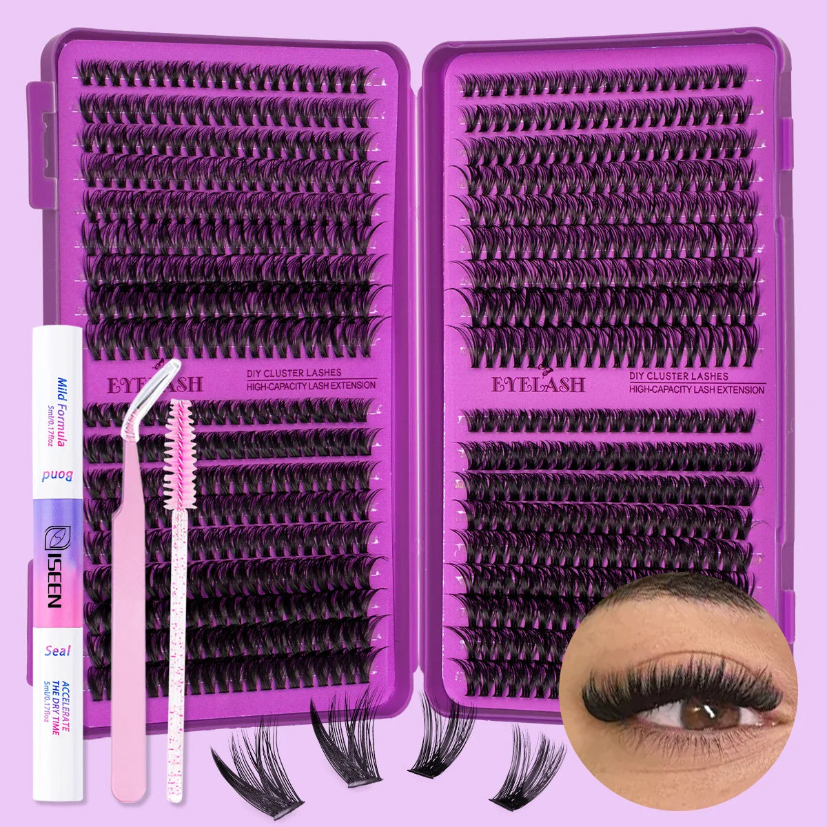 DIY D-Curl Cluster Lash Kit – Bond, Seal & Tweezers