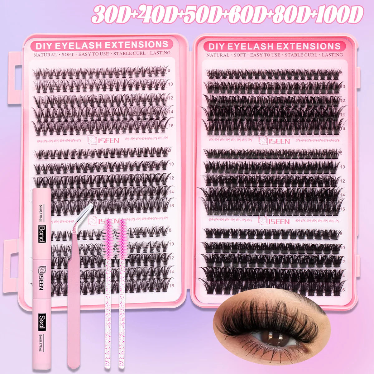 DIY D-Curl Cluster Lash Kit – Bond, Seal & Tweezers
