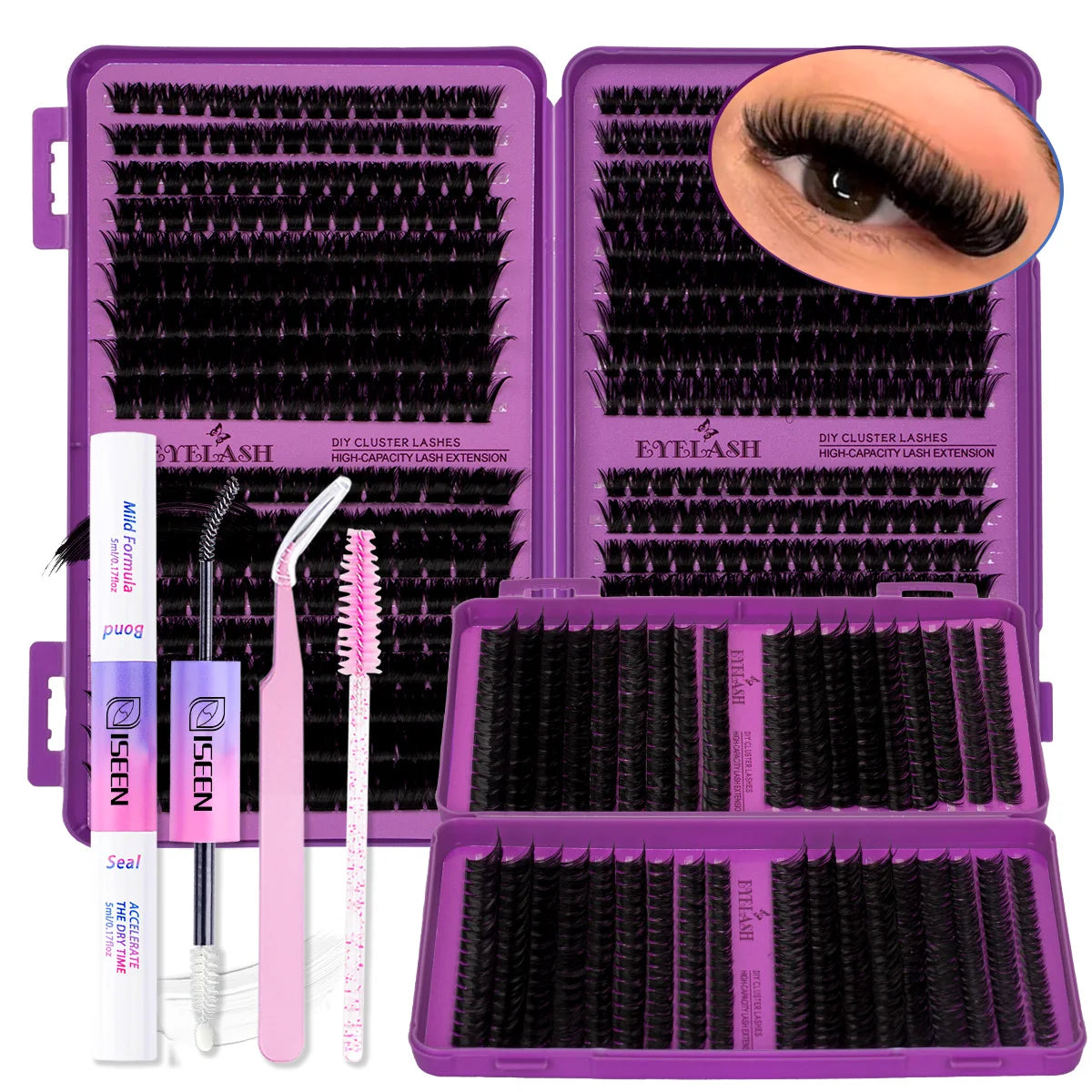 DIY D-Curl Cluster Lash Kit – Bond, Seal & Tweezers
