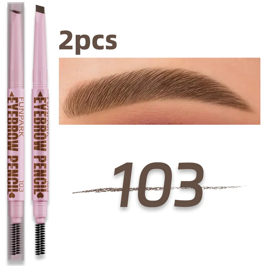 2-in-1 Waterproof Brow Pencil with Brush – 5 Colors