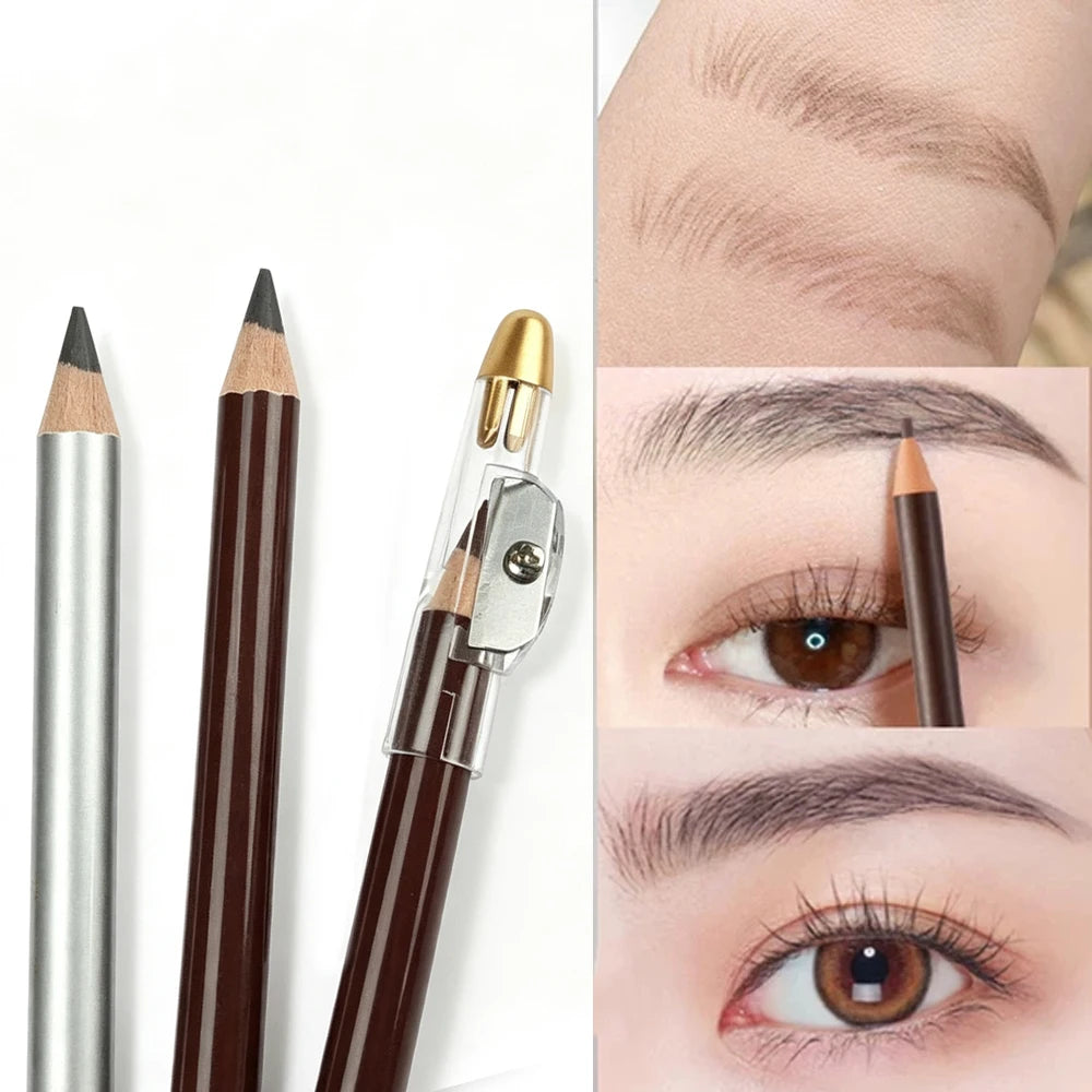 Wooden Brow Pencil with Built-In Sharpener
