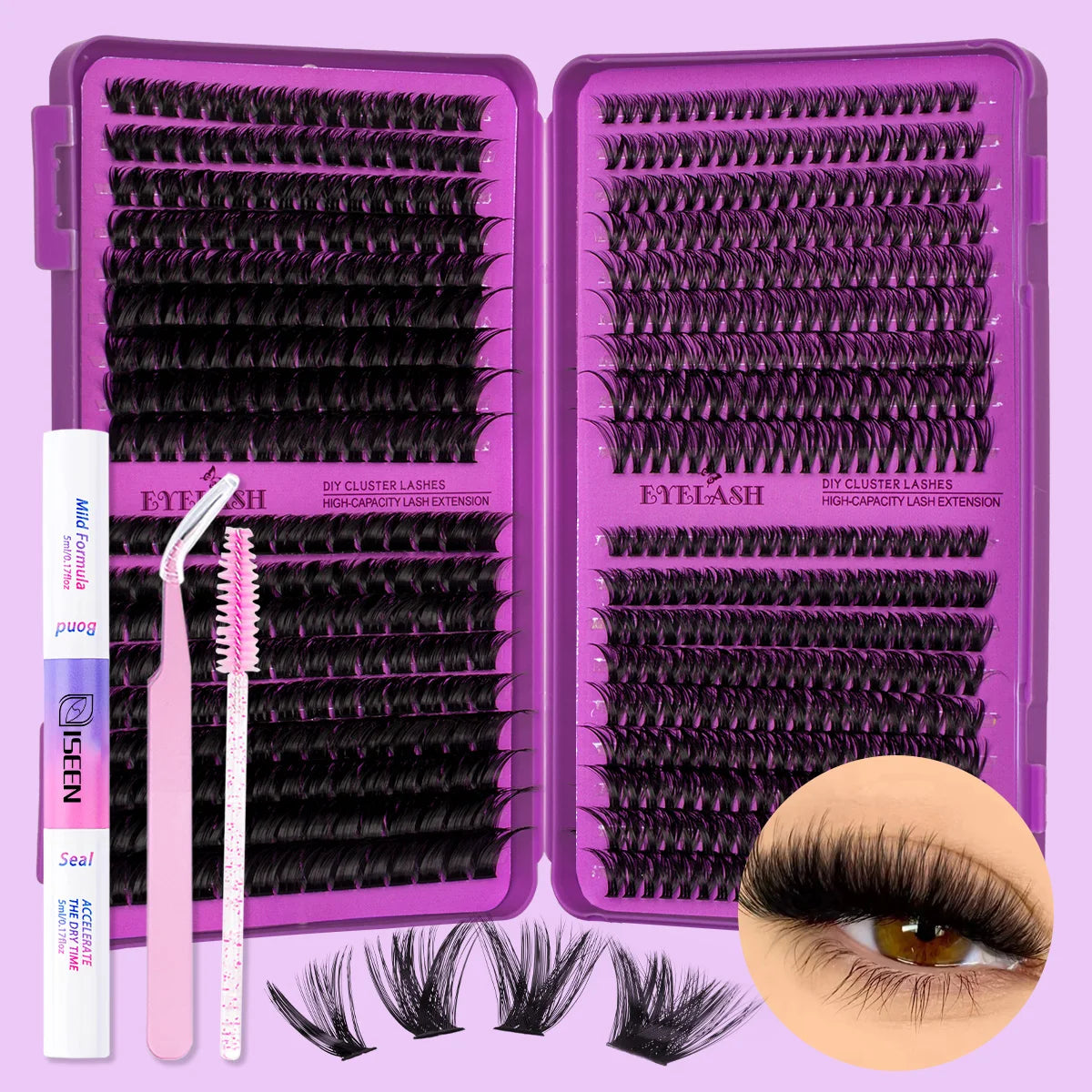 DIY D-Curl Cluster Lash Kit – Bond, Seal & Tweezers