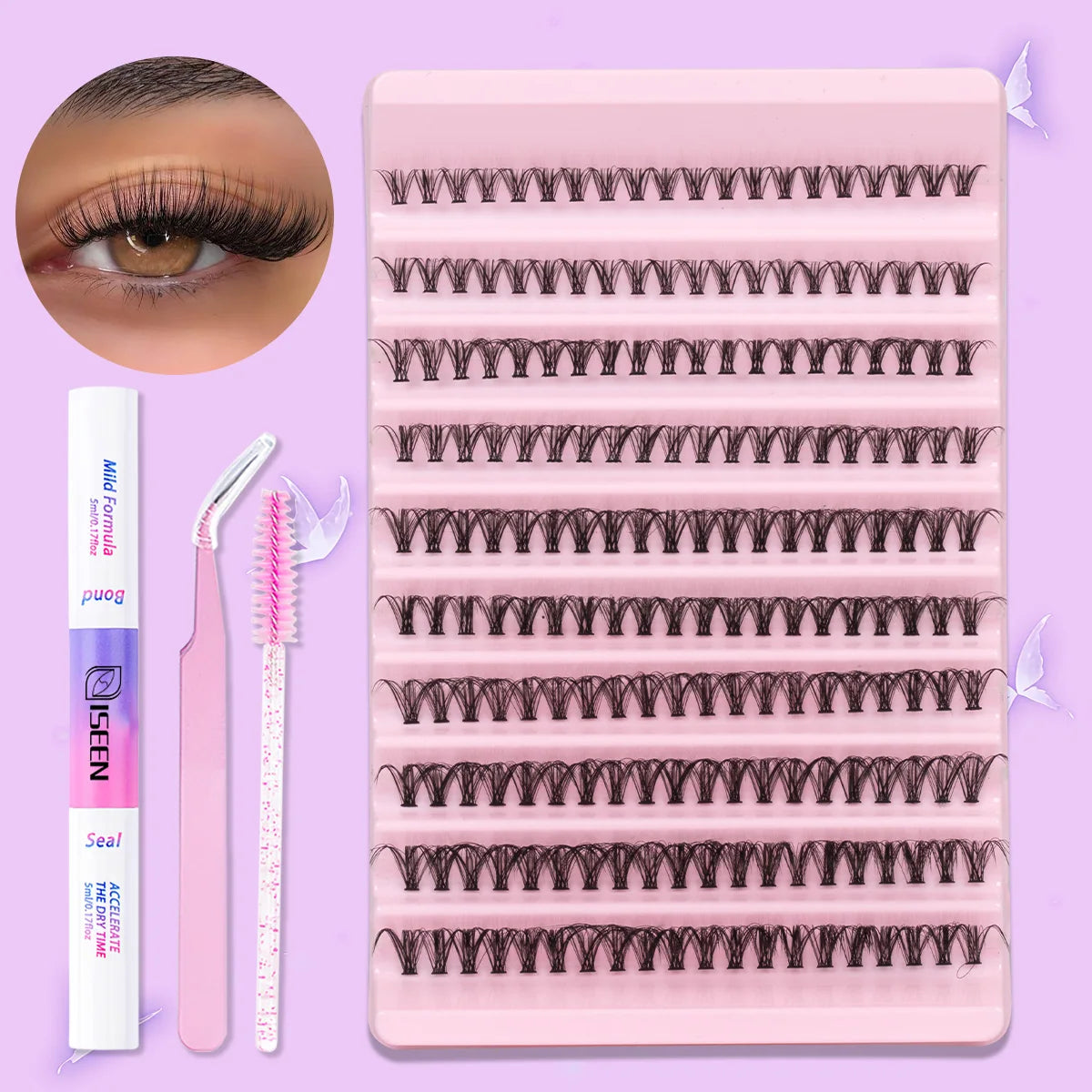 DIY D-Curl Cluster Lash Kit – Bond, Seal & Tweezers