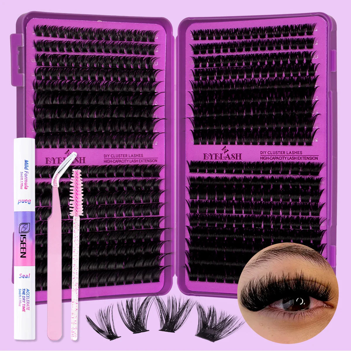 DIY D-Curl Cluster Lash Kit – Bond, Seal & Tweezers
