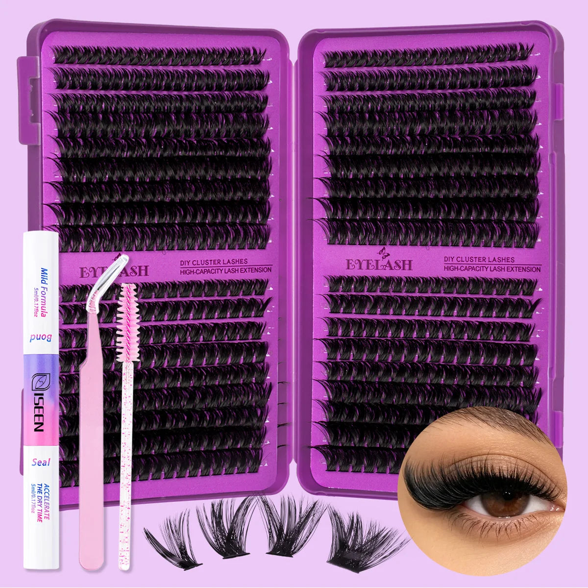 DIY D-Curl Cluster Lash Kit – Bond, Seal & Tweezers
