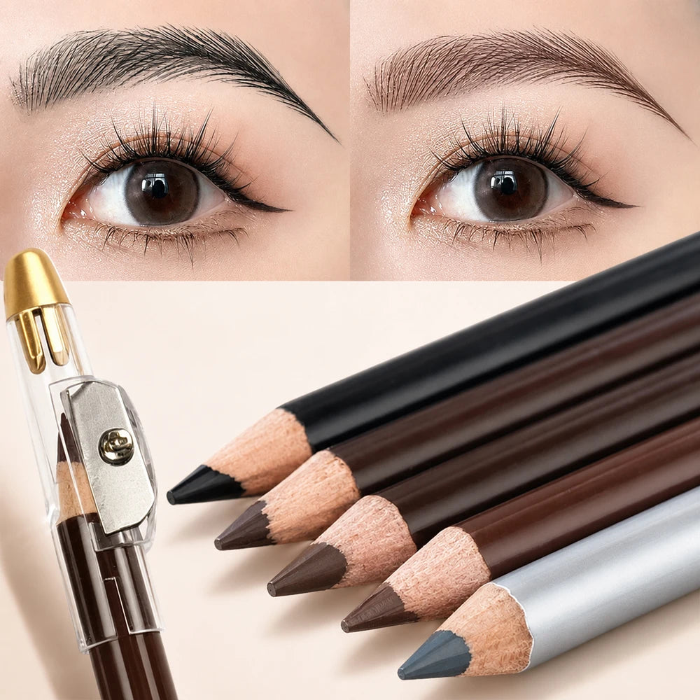 Wooden Brow Pencil with Built-In Sharpener