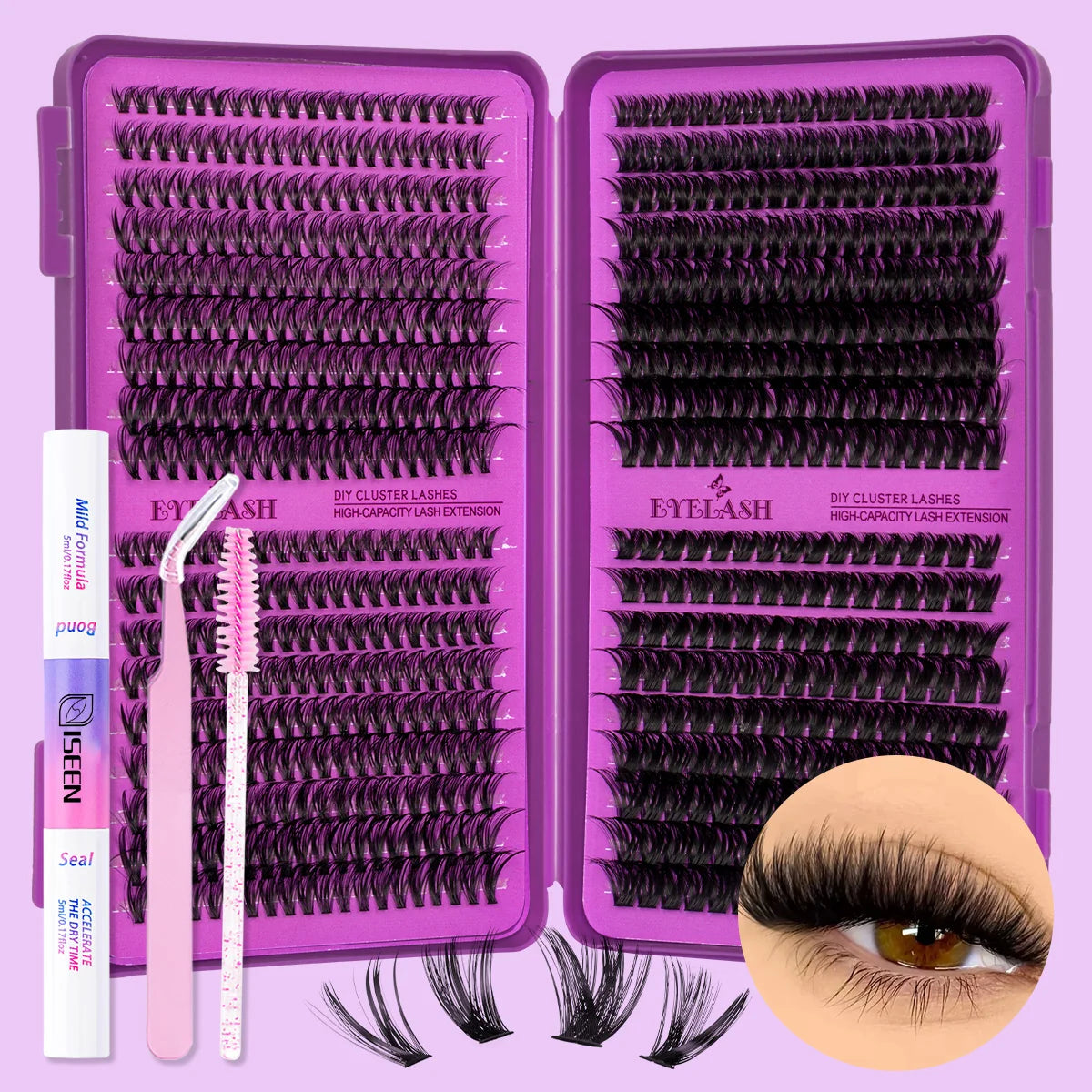 DIY D-Curl Cluster Lash Kit – Bond, Seal & Tweezers