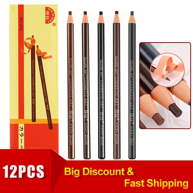 12-Piece Eyebrow Pencil Set – 5 Shade Options