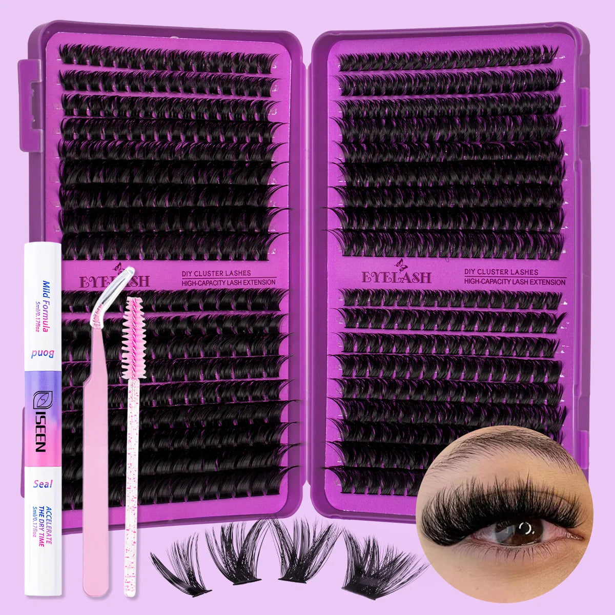DIY D-Curl Cluster Lash Kit – Bond, Seal & Tweezers