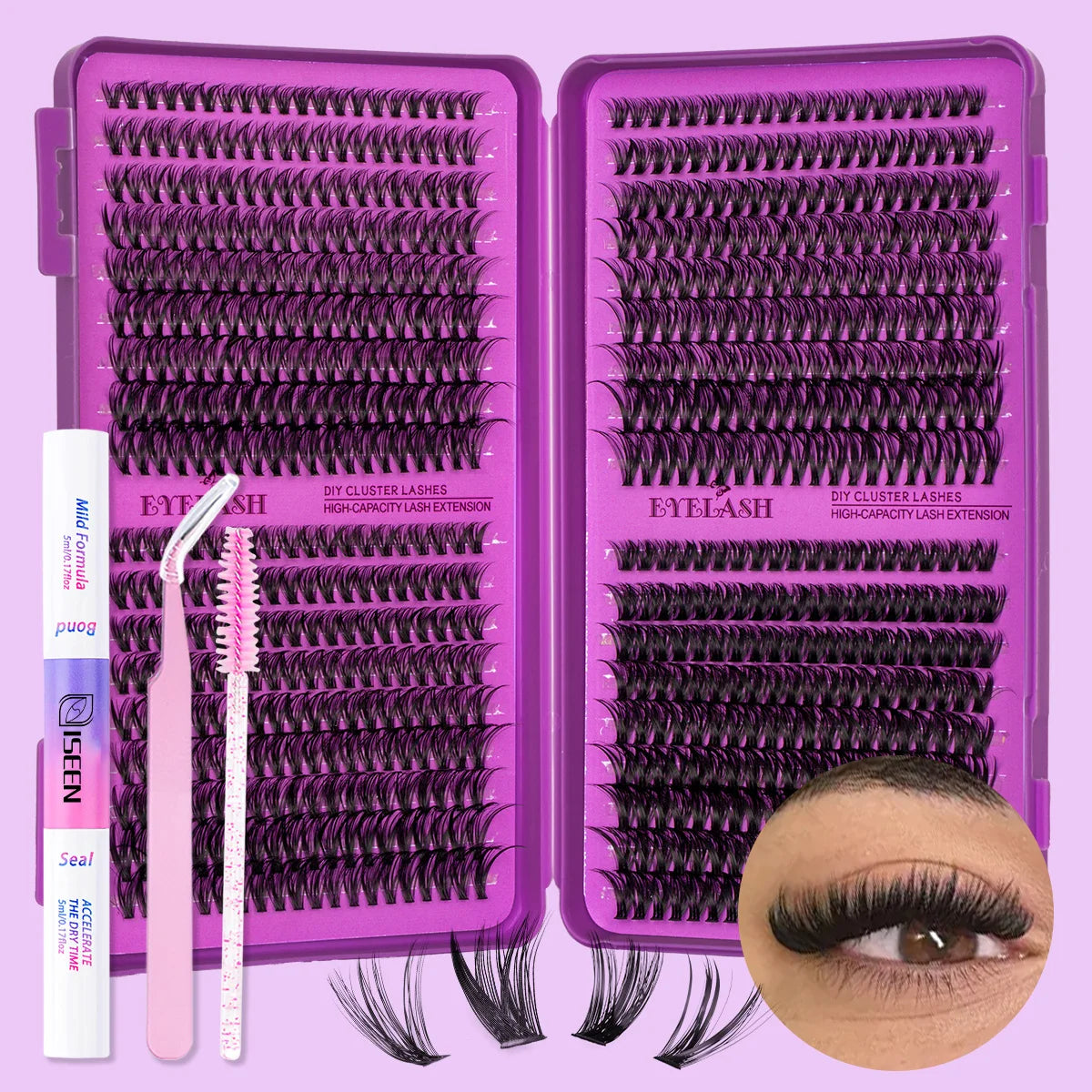 DIY D-Curl Cluster Lash Kit – Bond, Seal & Tweezers