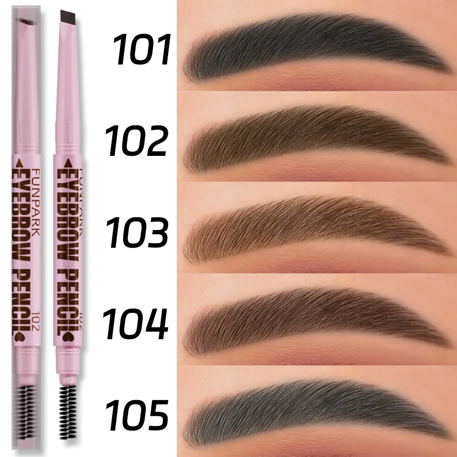 2-in-1 Waterproof Brow Pencil with Brush – 5 Colors