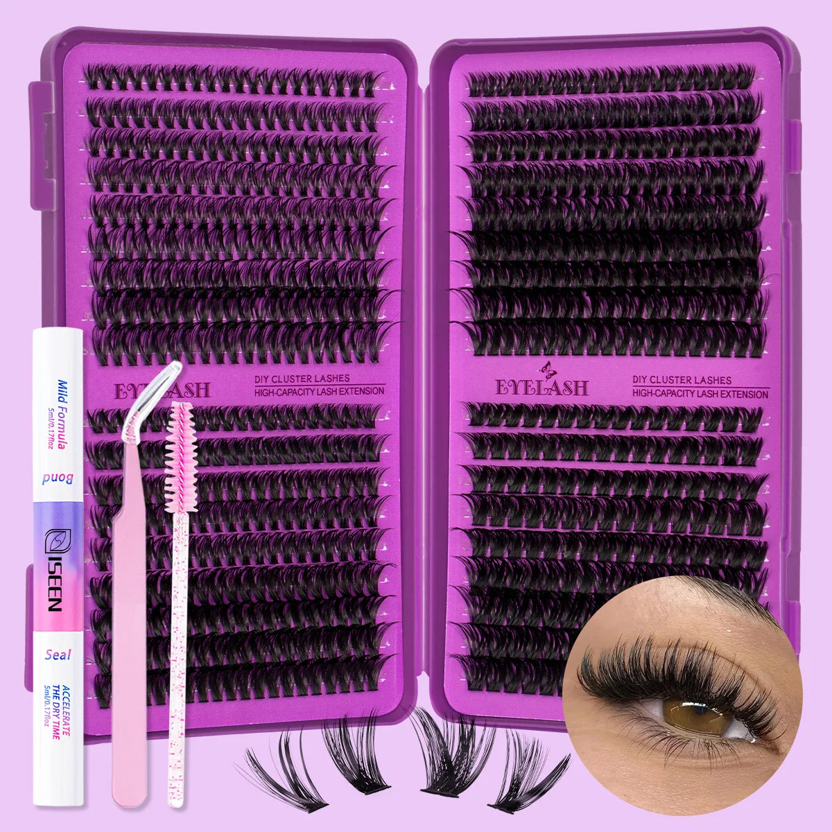 DIY D-Curl Cluster Lash Kit – Bond, Seal & Tweezers