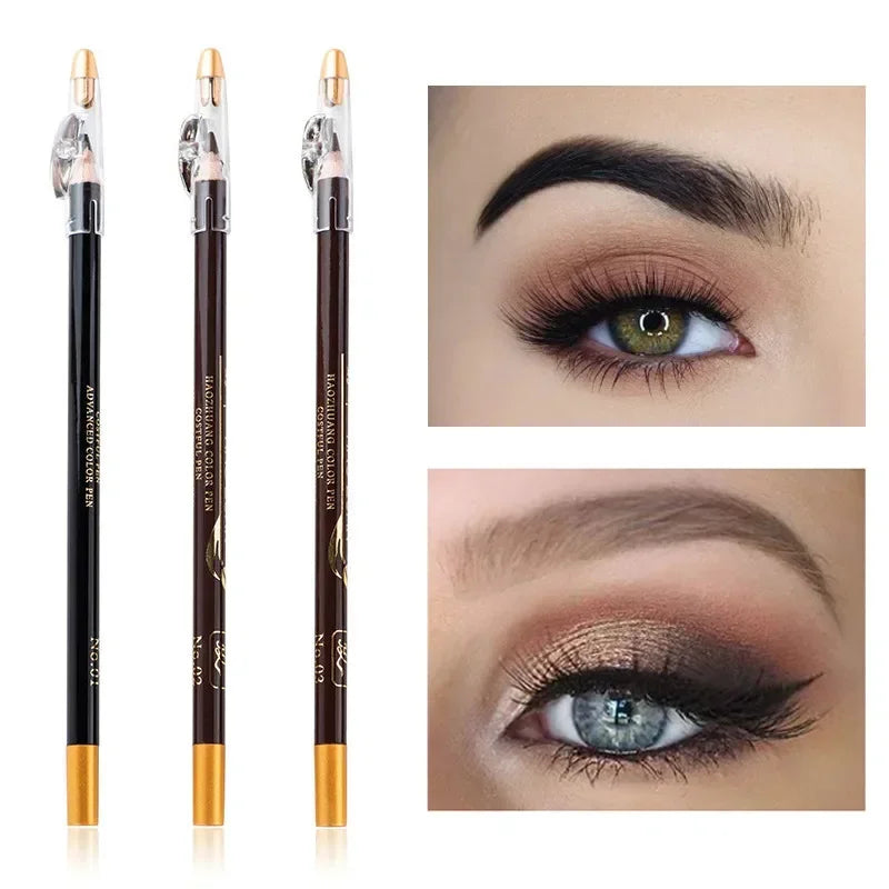Wooden Brow Pencil with Built-In Sharpener